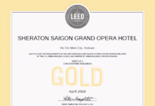SHERATON SAIGON GRAND OPERA HOTEL TRỞ THÀNH KHÁCH SẠN ĐẦU TIÊN CỦA MARRIOTT INTERNATIONAL TẠI VIỆT NAM ĐẠT CHỨNG CHỈ LEED GOLD
